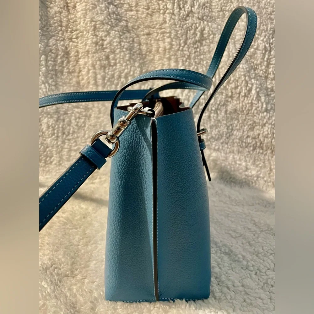 Coach Blue Pebbled Leather Tote Bag - Picture 7 of 17